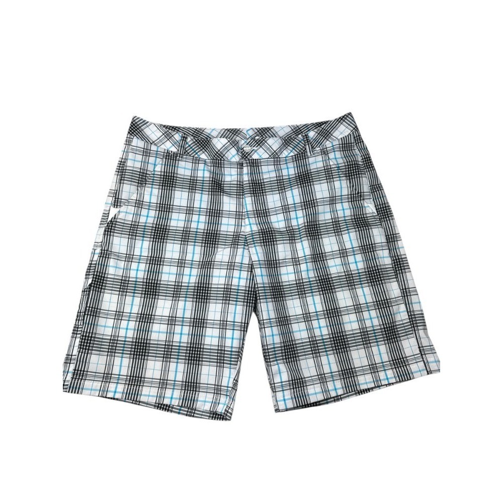 Fila Sport Golf Shorts Men's 38 White Turquoise Black Plaid Tech Stretch Pockets